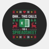 Sticker Rond Oh This Calls For A Spreadsheet Christmas  (Devant)