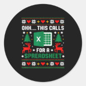 Sticker Rond Oh This Calls For A Spreadsheet Christmas Santa Ex (Devant)