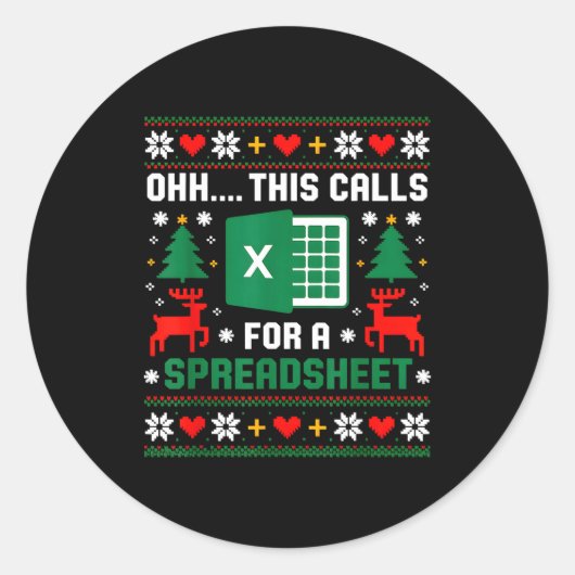Sticker Rond Oh This Calls For A Spreadsheet Christmas Santa Ex (Devant)