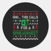 Sticker Rond Oh This Calls For A Spreadsheet Ugly Christmas Swe (Devant)