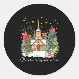 Sticker Rond Oh venez adorons-Le Jésus chrétien Noël