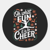Sticker Rond Oh What Fun It Is To Cheer Ugly Cheerleading Xmas (Devant)