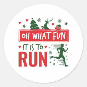 Sticker Rond Oh What Fun It Is to Run Christmas Runner