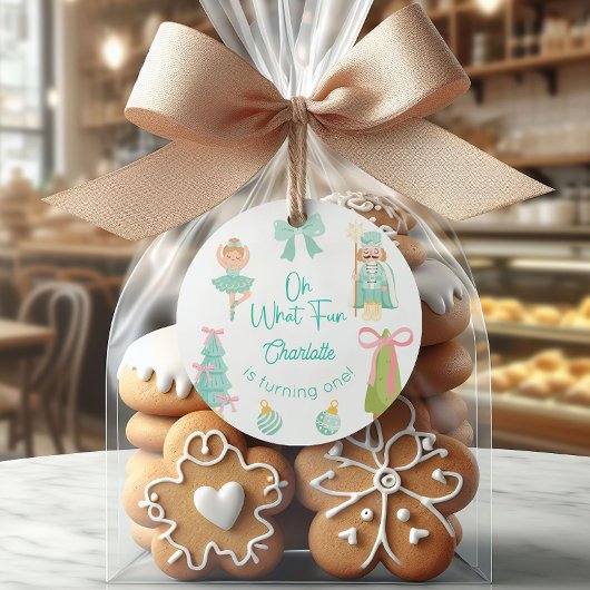 Sticker Rond Oh What Fun Mint Nutcracker Birthday