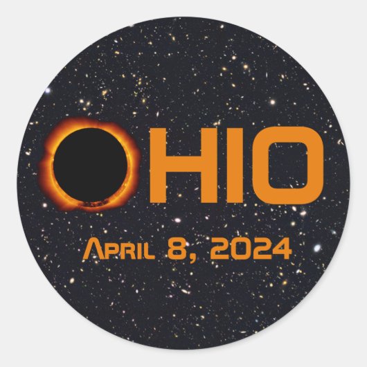 Sticker Rond Ohio 2024 Total Éclipse Solaire (Devant)