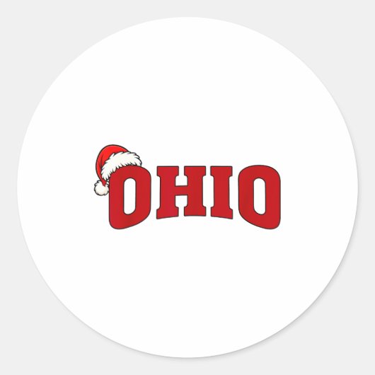 Sticker Rond Ohio Christmas Santa Hat Retro Throwback Souvenir  (Devant)