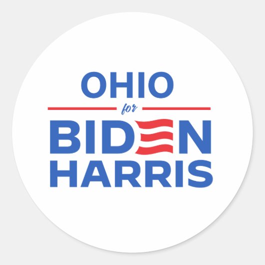 Sticker Rond Ohio pour Biden Harris (Devant)