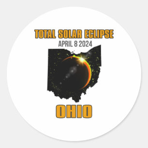 Sticker Rond Ohio Total Éclipse Solaire Avril 08 2024