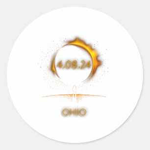 Sticker Rond Ohio Total Éclipse Solaire Avril 8 2024 Totalité E