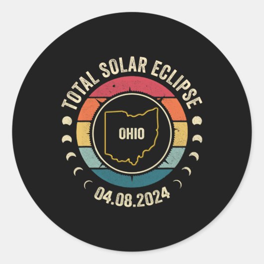 Sticker Rond Ohio Total Solar Eclipse 2024 American Totality Ap (Devant)