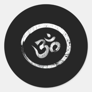 Sticker Rond Ohm Om Aum Yoga Méditation Spirituelle Namaste