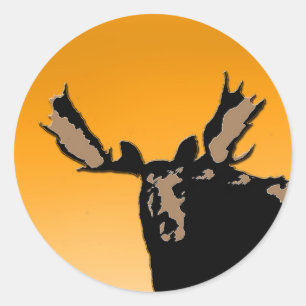 Sticker Rond Oie au coucher du soleil - Art original de la faun