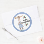 Sticker Rond Oie de Noël en pyjama avec cacao (Enveloppe)