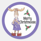 Sticker Rond Oie de Noël en pyjama avec cacao (Devant)