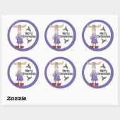 Sticker Rond Oie de Noël en pyjama avec cacao (Feuille)