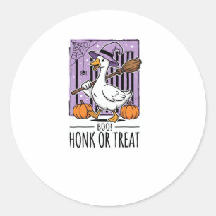 Sticker Rond Oie de sorcière de Honk ou Treat Halloween