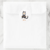 Sticker Rond Oie d'Halloween Chat Noir (Sac)