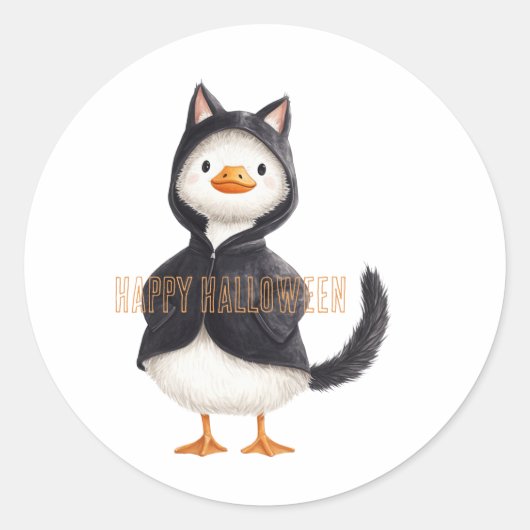 Sticker Rond Oie d'Halloween Chat Noir (Devant)