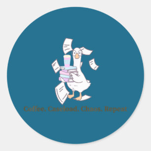 Sticker Rond Oie drôle a fait accélérer le professeur pour la c