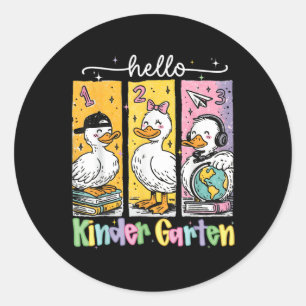 Sticker Rond Oie Drôle Bonjour Maternelle Retour à l'école Prem