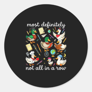 Sticker Rond Oie enseignante drôle retour à l'école canards à l