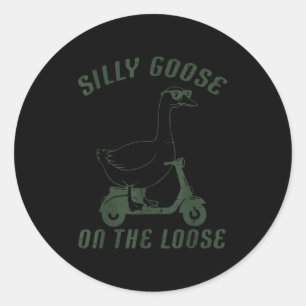 Sticker Rond Oie Idiote En Liberté Scooter Drôle D'Hommes