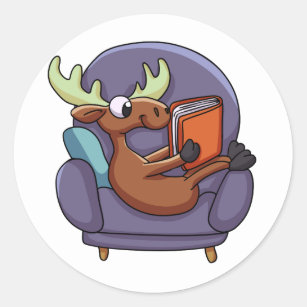 Sticker Rond Oie lisant un livre sur un canapé  choisir la coul