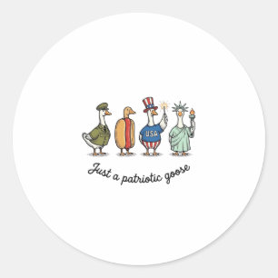 Sticker Rond Oie Patriotique Gravure Vintage Drôle de Chemise U