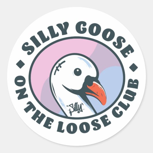 Sticker Rond Oie Silly Sur Le Club Loose (Devant)