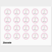 Sticker Rond Oie soie rose Merci d'anniversaire (Feuille)