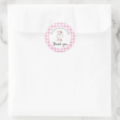 Sticker Rond Oie soie rose Merci d'anniversaire (Sac)