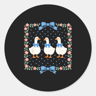 Sticker Rond Oies et fleurs de campagne vintage noeuds 80s 90s