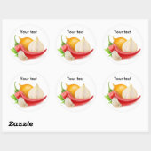 Sticker Rond Oignons, poivre et ail (Feuille)