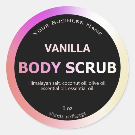 Sticker Rond Oil Slick And Black Body Scrub Labels (Devant)