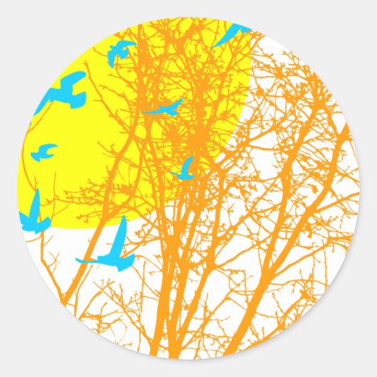 Sticker Rond oiseau à silhouette (Devant)