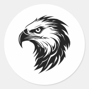 Sticker Rond Oiseau à tête d'aigle en silhouette de proie