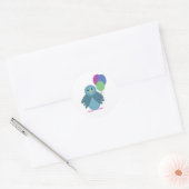 Sticker Rond Oiseau avec ballons d'anniversaire (Enveloppe)