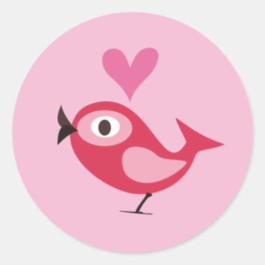 Sticker Rond oiseau avec coeur (Devant)