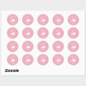 Sticker Rond Oiseau Baby shower cygne avec thème Couronne rose (Feuille)