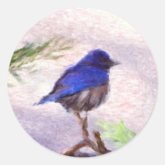 Sticker Rond Oiseau bleu (Devant)