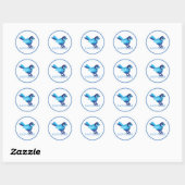 Sticker Rond Oiseau bleu du Bonheur (Feuille)