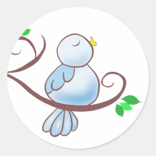 Sticker Rond Oiseau bleu heureux