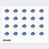 Sticker Rond Oiseau bleu mignon (Feuille)