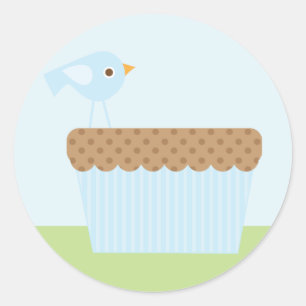 Sticker Rond Oiseau bleu mignon