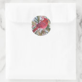 STICKER ROND OISEAU CARDINAL ROUGE (Sac)