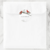 Sticker Rond Oiseau cardinal rouge dans les branches des arbres (Sac)