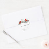 Sticker Rond Oiseau cardinal rouge dans les branches des arbres (Enveloppe)