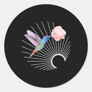 Sticker Rond Oiseau Colibri Aquarelle Art Floral Colibri