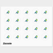 Sticker Rond Oiseau comme mariée avec couronne de fleurs (Feuille)
