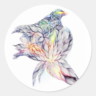 Sticker Rond Oiseau dans son nid